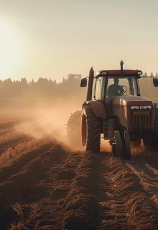 Farmer working outdoors harvesting wheat at sunset generated by artificial intelligence